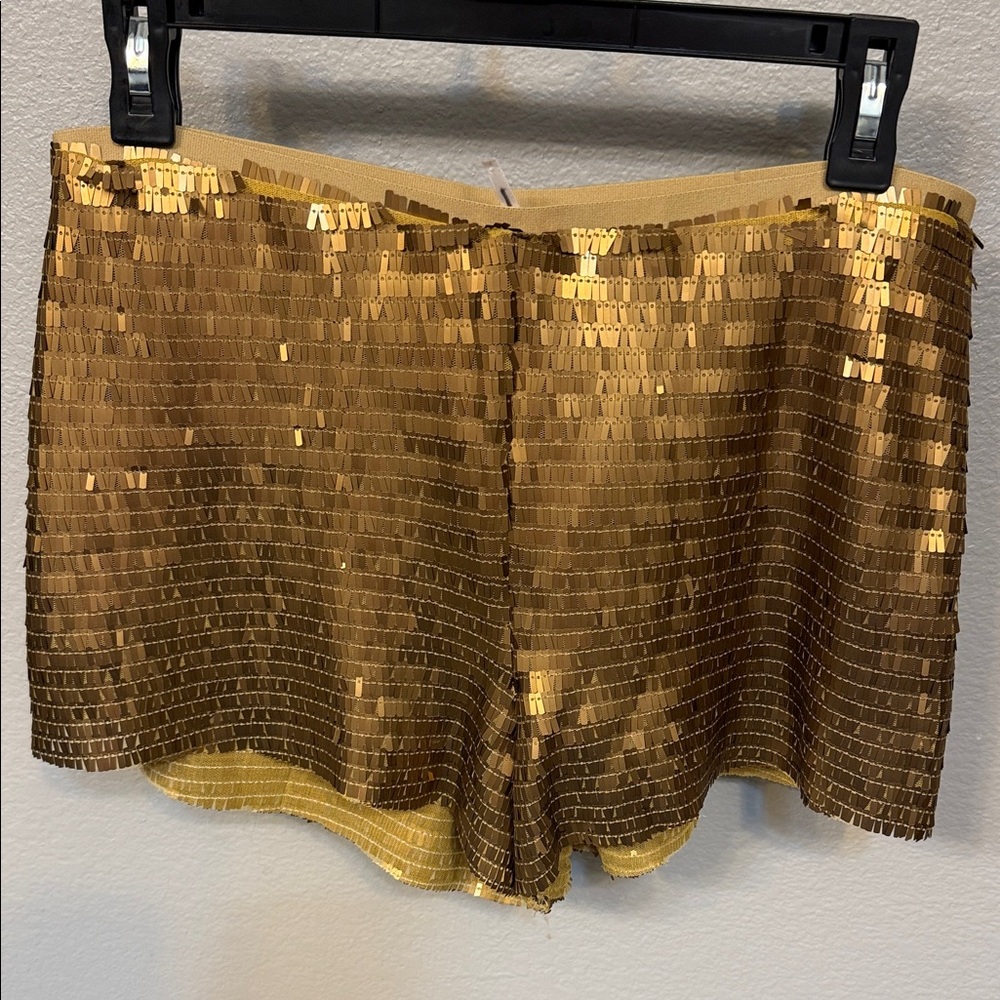 Free People Gold Sequin High Waist Shorts